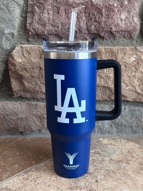 NEW Los Angeles Dodgers Blue 40 oz Tumbler with Handle and Straw
